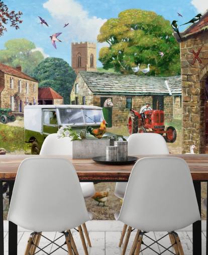 papier peint ancienne ferme