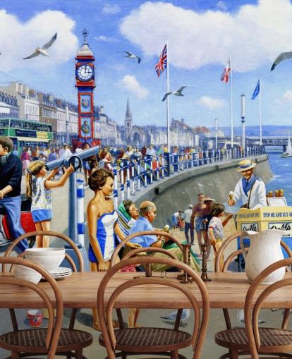 fond d'écran de peinture balnéaire à l'ancienne