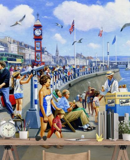 fond d'écran de peinture balnéaire à l'ancienne