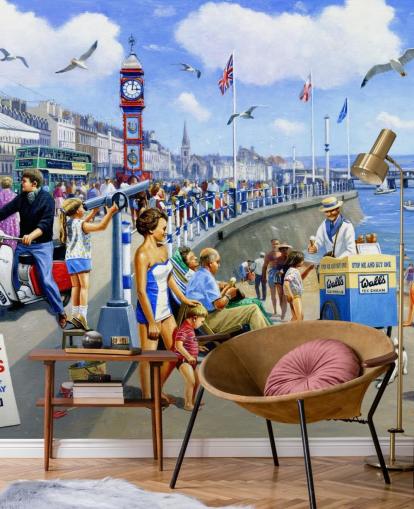 altmodische Malerei am Meer Tapete altmodische Malerei am Meer Tapete