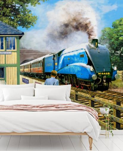 old speed train on track wallpaper