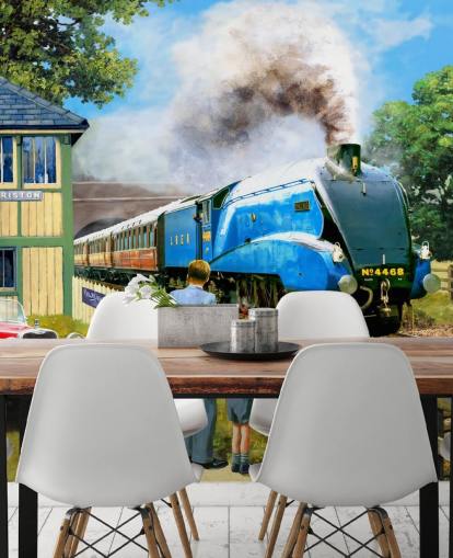 old speed train on track wallpaper