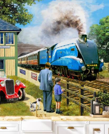 old speed train on track wallpaper