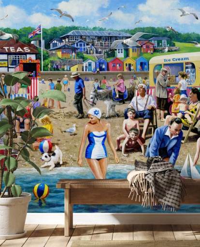 gammeldags seaside tapet gammeldags seaside tapet