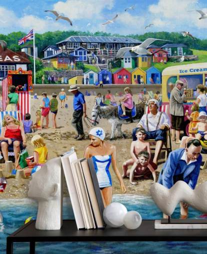 old fashioned seaside wallpaper