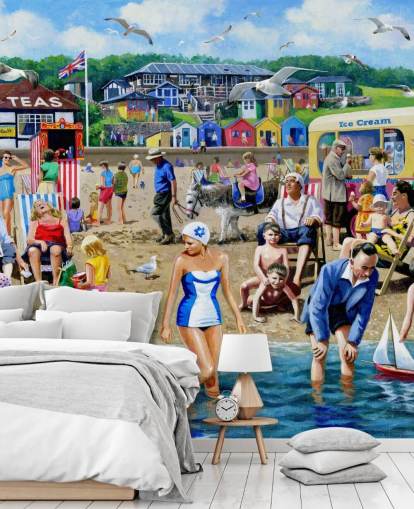 old fashioned seaside wallpaper