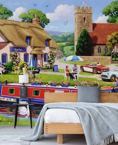 fond d'écran de peinture de campagne et canal anglais