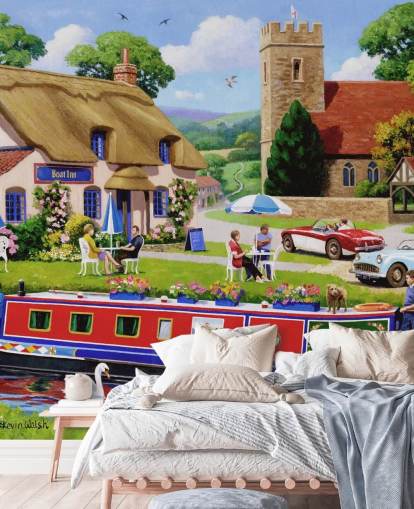 fond d'écran de peinture de campagne et canal anglais