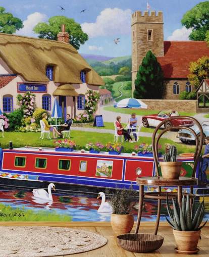 papel tapiz de pintura de campo y canal inglés