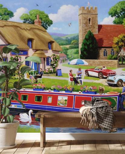 fond d'écran de peinture de campagne et canal anglais