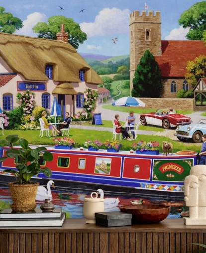 papel tapiz de pintura de campo y canal inglés