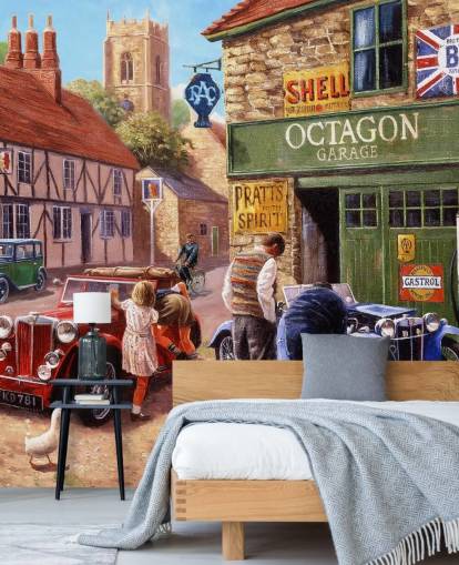 old car shop wallpaper