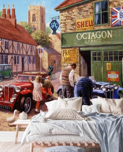 papel de parede old car shop papel de parede old car shop