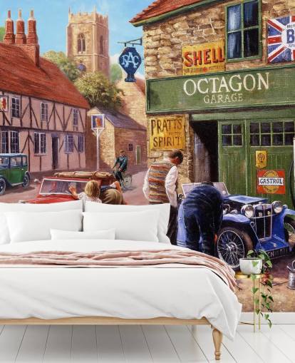 old car shop wallpaper