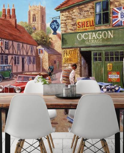 old car shop wallpaper