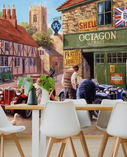 oude autowinkel behang