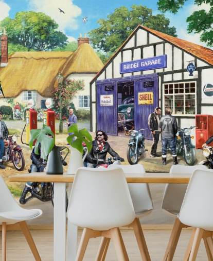 forbi rockere på motorcykler få benzin tapet