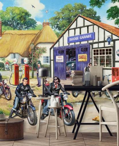 Rockers on the Road Care Home Wallpaper