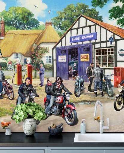 voorbij rockers op motoren krijgen benzine behang