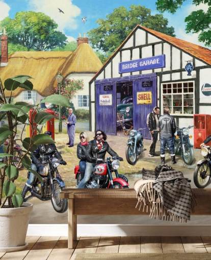 Rockers on the Road Care Home Wallpaper