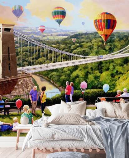 bristol passé avec pont et montgolfières papier peint