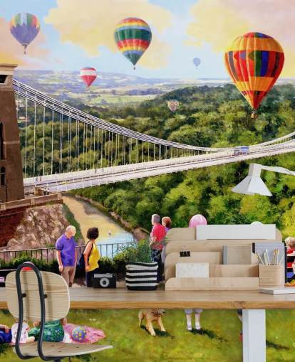 pasado bristol con fondo de pantalla de puente y globos aerostáticos