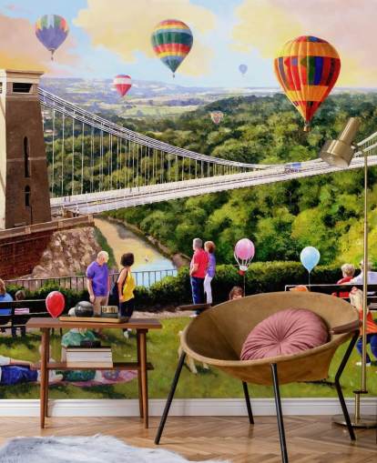 vorbei Bristol mit Brücke und Heißluftballons Tapete