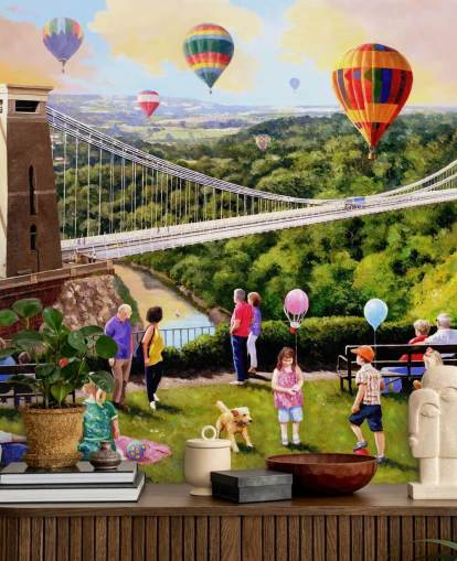 vorbei Bristol mit Brücke und Heißluftballons Tapete