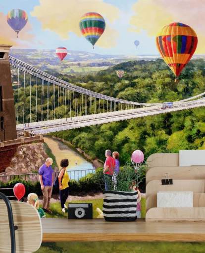 vorbei Bristol mit Brücke und Heißluftballons Tapete