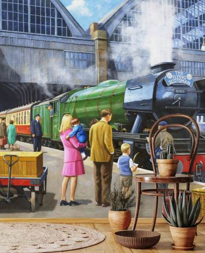 folk ser damptog fra plattform tapet