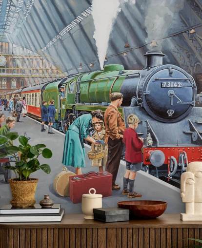 indoor train station in the 1950s wallpaper indoor train station in the 1950s wallpaper