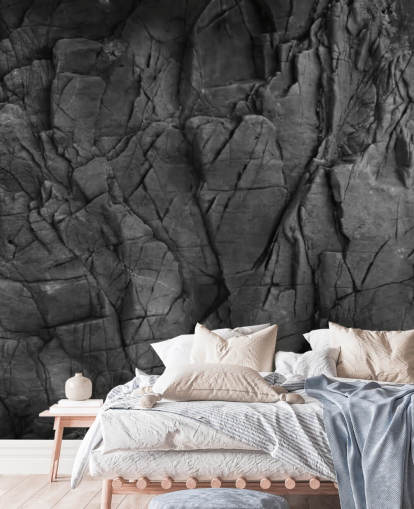grey surface texture wallpaper mural called Dark Grey Slate for bedrooms, bathrooms and living rooms