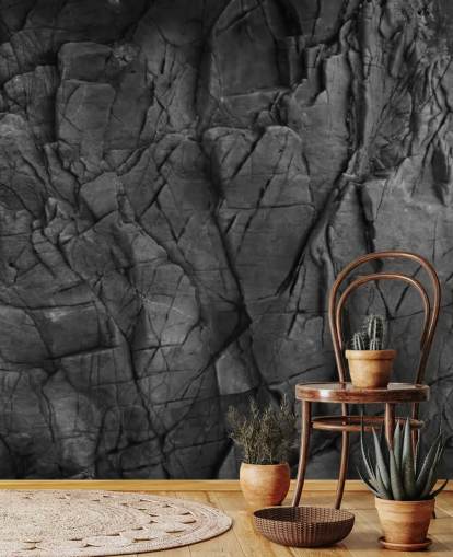 grå overflade tekstur tapet vægmaleri kaldet Dark Grey Slate til soveværelser, badeværelser og stuer