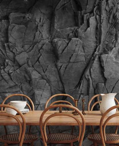 grå overflatestruktur tapet veggmaleri kalt Dark Grey Slate for soverom, bad og stuer