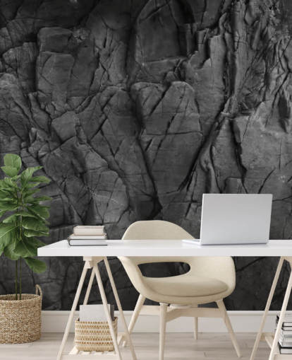 mural de papel de parede com textura de superfície cinza chamado Dark Grey Slate para quartos, banheiros e salas de estar