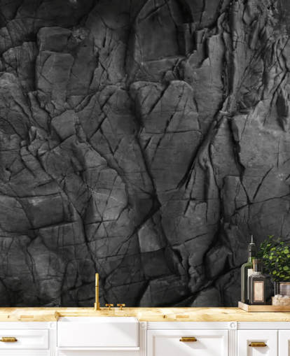 mural de papel pintado con textura de superficie gris llamado Dark Grey Slate para dormitorios, baños y salas de estar