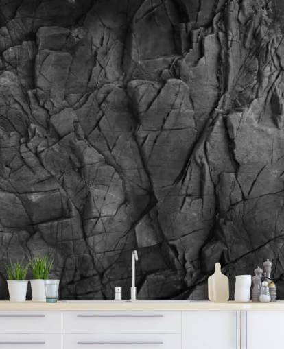 grå overflatestruktur tapet veggmaleri kalt Dark Grey Slate for soverom, bad og stuer
