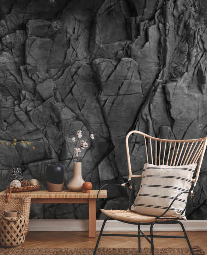 mural de papel pintado con textura de superficie gris llamado Dark Grey Slate para dormitorios, baños y salas de estar