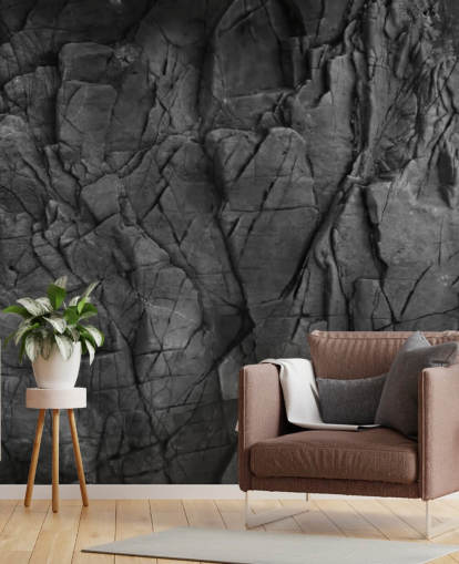 mural de papel pintado con textura de superficie gris llamado Dark Grey Slate para dormitorios, baños y salas de estar
