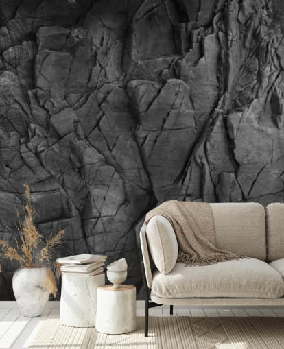 grå overflade tekstur tapet vægmaleri kaldet Dark Grey Slate til soveværelser, badeværelser og stuer