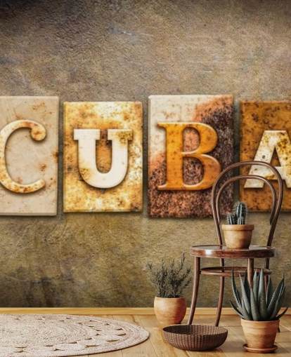 Rusty Cuba Sign Behang