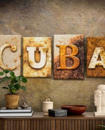 Rusty Cuba Sign Behang Rusty Cuba Sign Behang
