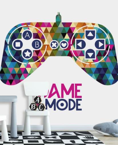 Decorazione murale con controller di gioco con motivo triangolare colorato