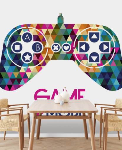 Farbiges Dreieck gemustert Gaming-Controller Wandgemälde