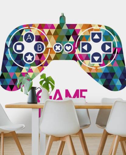 Colourful Triangle Patterned Gaming Controller Wall Mural Colourful Triangle Patterned Gaming Controller Wall Mural