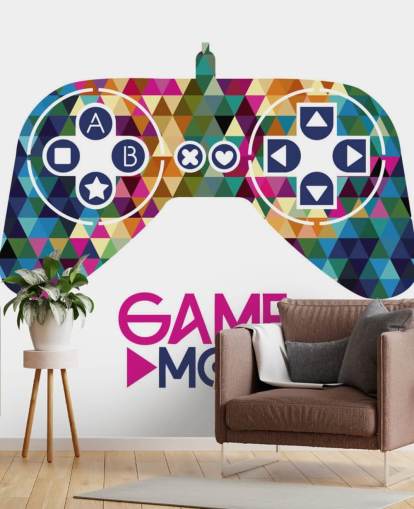 Decorazione murale con controller di gioco con motivo triangolare colorato Decorazione murale con controller di gioco con motivo triangolare colorato
