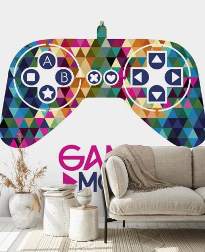 Décoration murale contrôleur de jeu à motifs triangulaires colorés