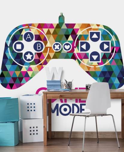 Decorazione murale con controller di gioco con motivo triangolare colorato Decorazione murale con controller di gioco con motivo triangolare colorato