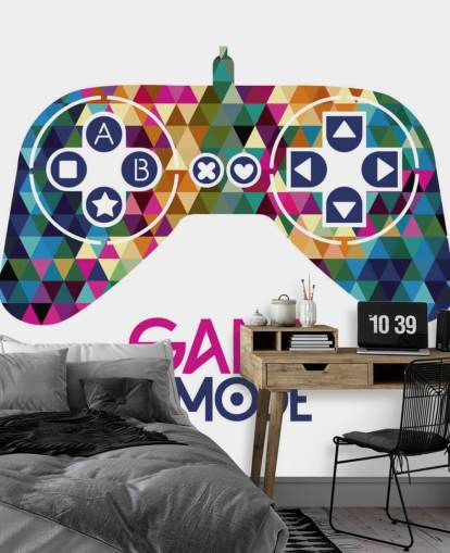 Colourful Triangle Patterned Gaming Controller Wall Mural