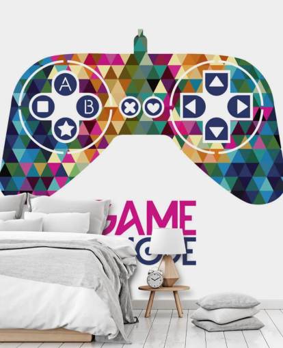 Décoration murale contrôleur de jeu à motifs triangulaires colorés